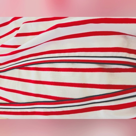 Tommy Hilfiger Red White Stripe Tunic Shirt Roll Cap Style Sleeve Trim Detail SP - Picture 7 of 9